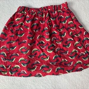 Cooperative Urban Outfitters A-line‎ Skirt Birds Pockets Size Small Red